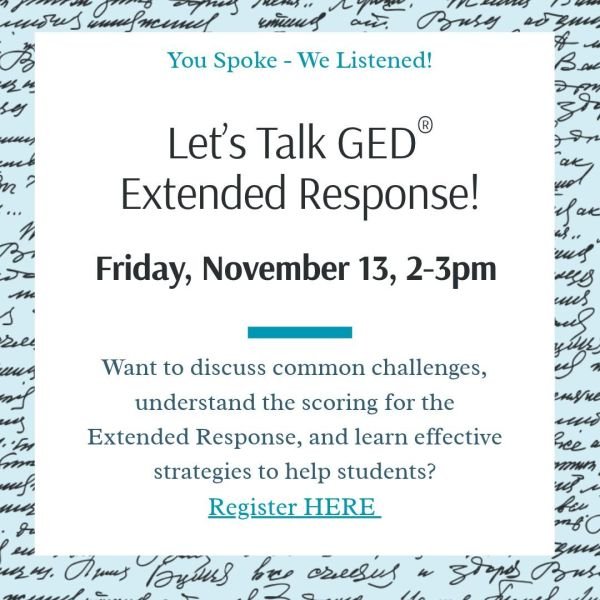 Let's Talk GED&reg; Extended Response!